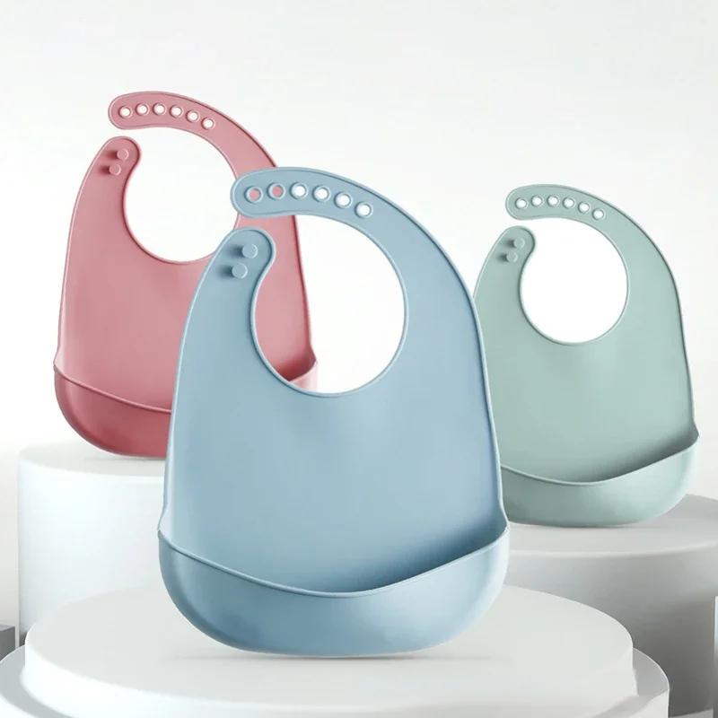 Waterproof Baby Bibs Silicone - 1-3pcs 아기 턱받이 조절 가능한 방수
