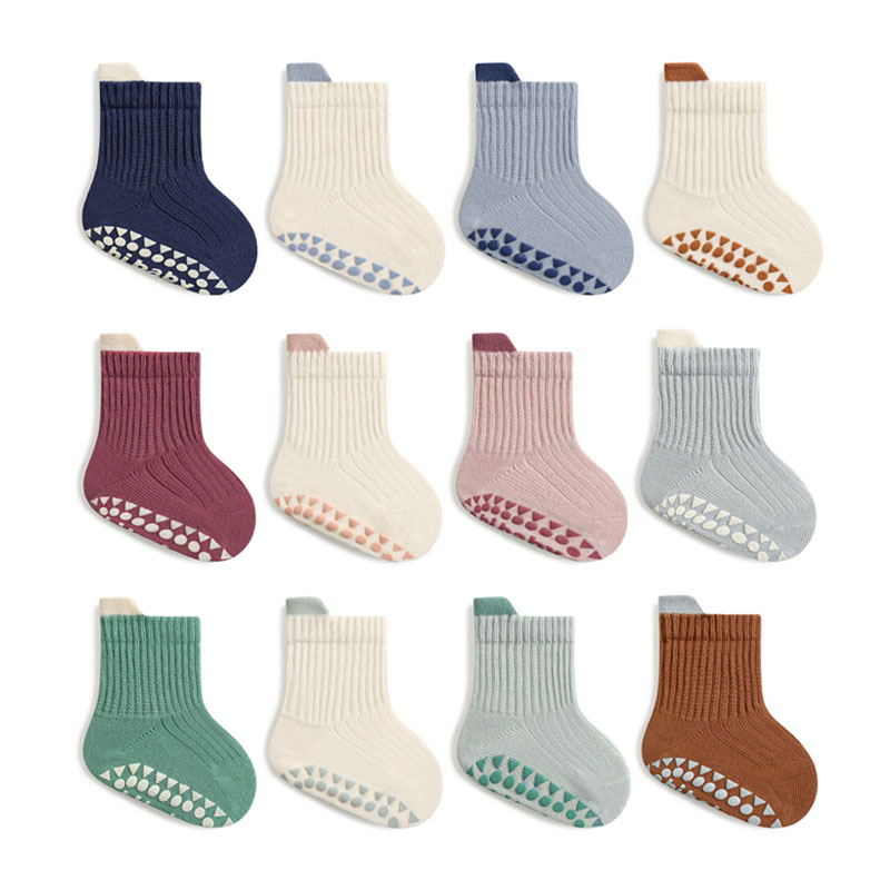 Unisex Baby Socks Non Slip - 3 쌍 어린이 면 양말 소년과