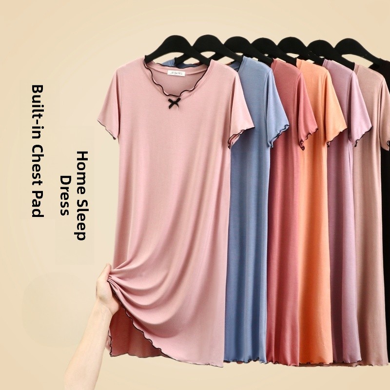 Maternity Wear - 모달 수면 드레스 여성 여름 짧은