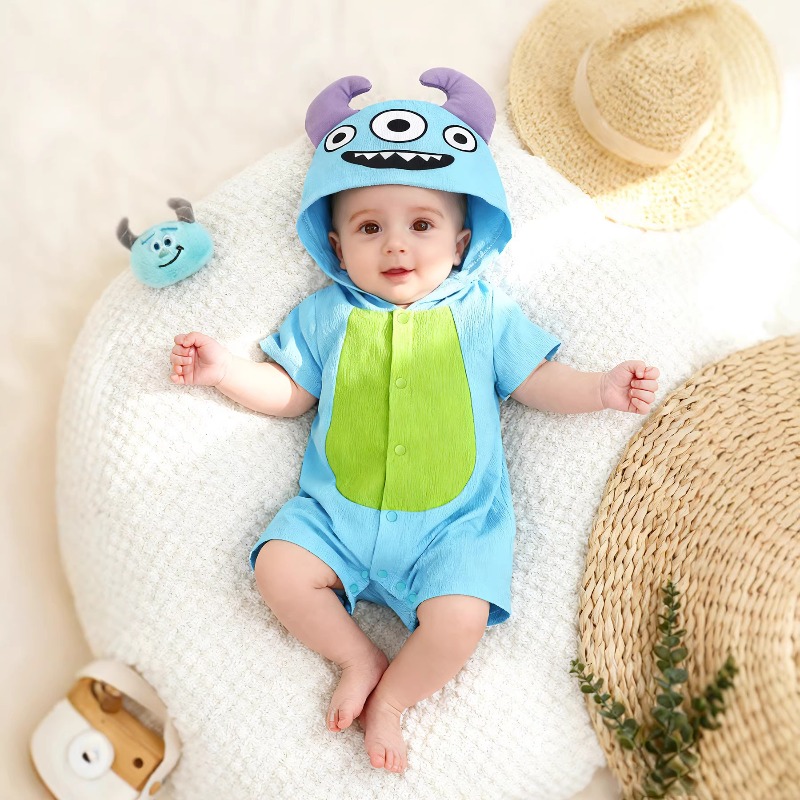 신생아 블루 몬스터 롬퍼 반소매 후드 바디수트 코스튬  - Cotton Baby Onesies Zipper 리뷰 및 가격