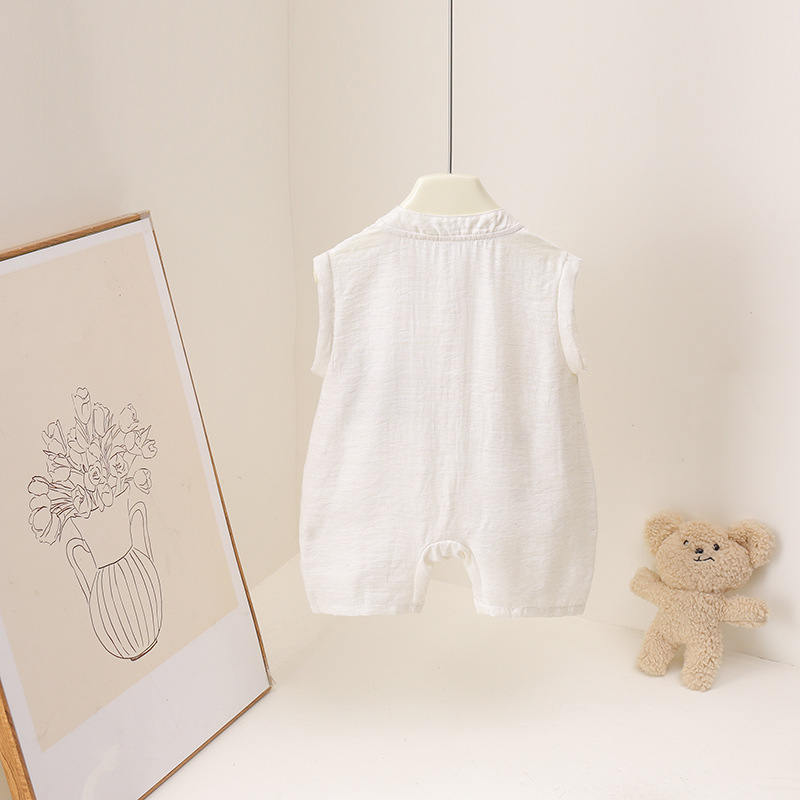 아기 소년 여름 롬퍼 만화 동물 자수 민소매 점프슈트  - Baby Summer Linen Sleeveless Jumpsuit 리뷰 및 가격